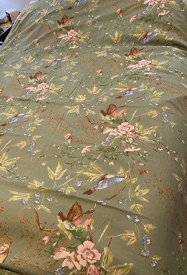 Pottery Barn Sylvie Bird Duvet Cover Green Queen 2 Standard Sham Butterfly Rare-image