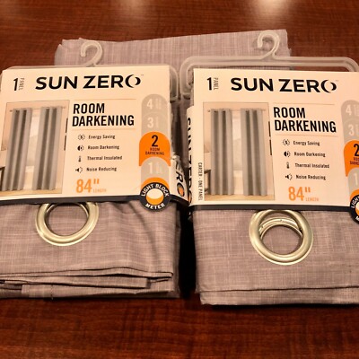 2 GROMMET TOP Sun Zero ROOM DARKENING Carter Gray 84