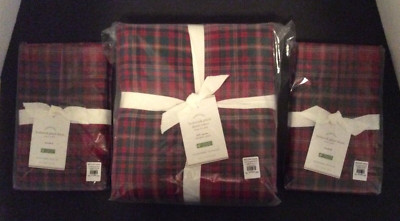Pottery Barn Lynbrook Plaid Full/Queen Duvet & 2 Standard Shams New with Tags-image