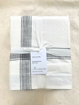 Pottery barn Windowpane Cotton Duvet Cove only King Charcoal / Snow White-image