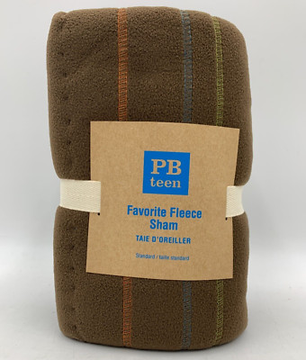 Pottery Barn Teen Favorite Cotton Fleece Striped Sham Brown Standard #H681A-image