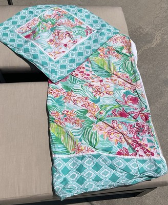 Pottery Barn x Lily Pulitzer Orchid Border Queen Duvet Cover with 2 Euro Shams -image