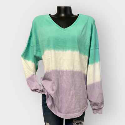 Spirit Jersey NEW Unisex M/L Oversized Dip Tie-Dye Top Long Sleeve Drop Shoulder-image