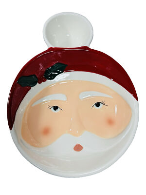 National Tree Company Santa’s Face Chip And Dip Red Christmas Large Tray 15” New-image