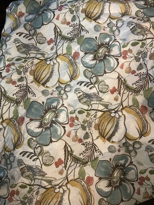Pottery Barn Bird Floral Duvet With  Insert Blue No Shams Cottagecore F/Q-image