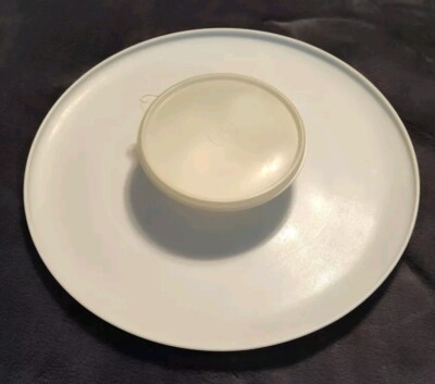 Vintage Tupperware Dip N Serve 492-2 Chip And Dip Tray & 238-27 Bowl Attachment-image