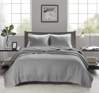 Madison Park Keaton Channel Stitching Coverlet Set King Size NWT-image