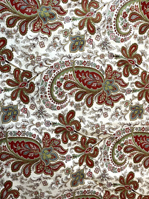 POTTERY BARN Charlie organic cotton rust-green paisley full-queen duvet cover-image