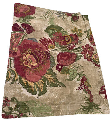 Single Pottery Barn Pillow Sham Standard Linen Blend Floral Maroon Beige Green-image