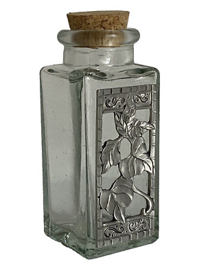 Seagull Pewter studio recycled square glass spice herb jar Spain cork stopper-image