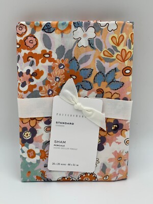 Pottery Barn Amelia Floral Organic Percale Sham Standard Multi #H657-image
