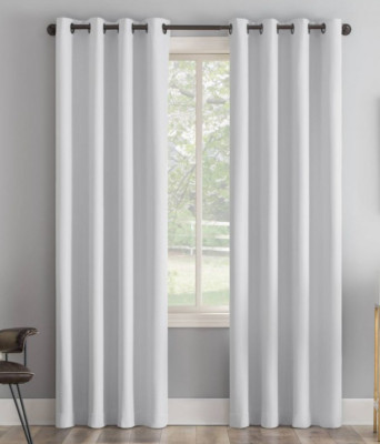 Tyrell Tonal Fleece Insulated Blackout Grommet Curtain Sun Zero White 84