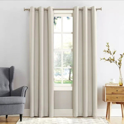 1 Pair Kenneth Energy Saving Blackout Curtain Panels - Pearl 40 x 120 - Sun Zero-image