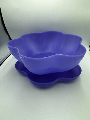 Vintage Tupperware Open House Chip N Dip Party Bowl 2 Piece Set Purple-image