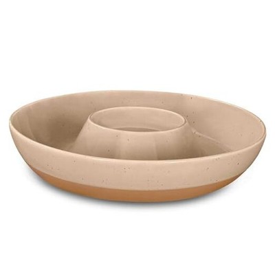 Mora Ceramic Chips and Dip Serving Tray: Large Divided Party Bowl Set for -image