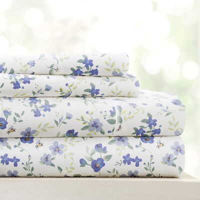 3 Piece Twin Sheets Light Blue Floral - Sleep Ever with These Ultra-Soft & Co...-image