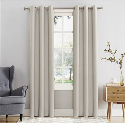 Sun Zero - Blackout Groomet Top Curtain Panel Cream 54”x84”-image