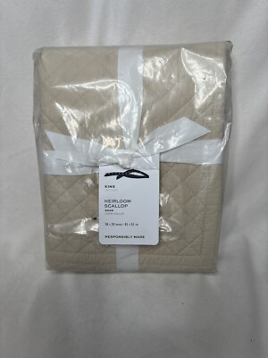 Pottery Barn Heirloom Scallop Quilted 1 King Sham 36x20 - Oatmeal Color-image