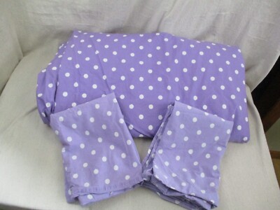 Pottery Barn Teen Polka Dots Purple White  Full Queen Duvet Cover W/ Pillowcases-image