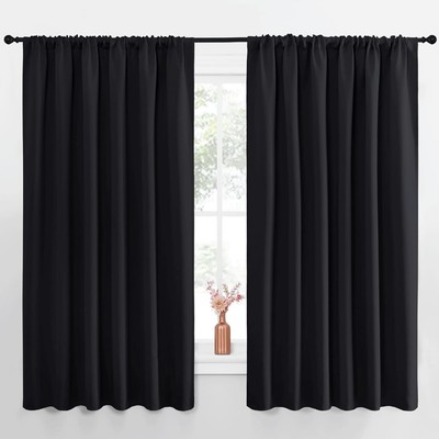 Halloween Black Blackout Curtain Blinds - Solid Thermal Insulated Window Treatme-image