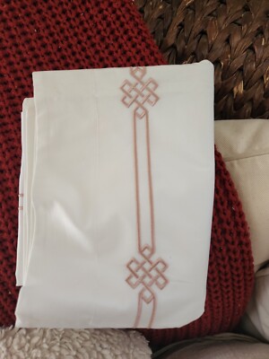 NEW pottery barn Emilia embroidered STANDARD sham white SOFT ROSE Pink-image