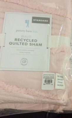 Pottery Barn Kids Recycled Textured Waves Quilted Standard Sham NWT Pink -image