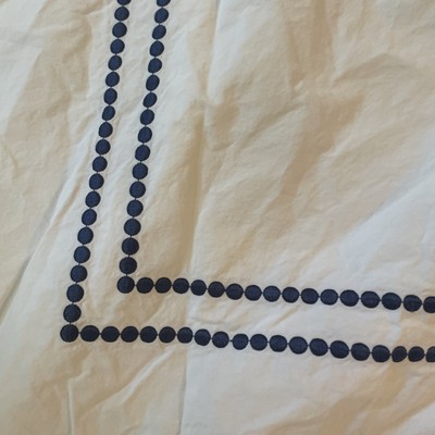 Pottery Barn Pearl Organic Cotton Percale Duvet Cover Twilight Full/Queen Navy-image