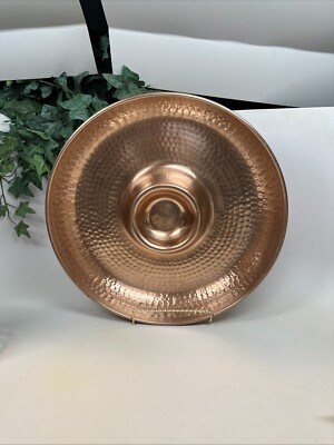 Large Copper Hammered Chip and Dip Salsa Bowl Serving Dish - 16