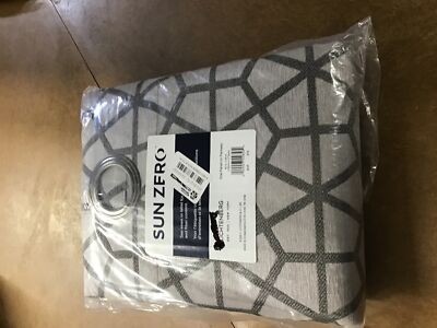 84x52 Burke Twill Mosaic Total Blackout Grommet Top Curtain Charcoal/Gray-image