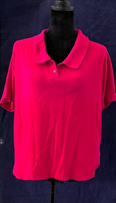 Ladies  Red Cotton Polo Shirt with Dipping Neckline, 2 Buttons, XL-image