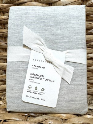 Pottery Barn Spencer Soft Washed ORGANIC Cotton STANDARD Sham~Heathered Gray NEW-image