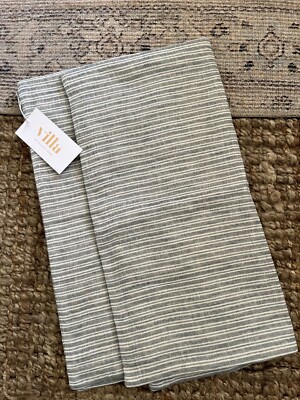 2 Pottery Barn Villa Classic PERFORMANCE PETITE STRIPE Pillow Covers ~ NEW Blue-image