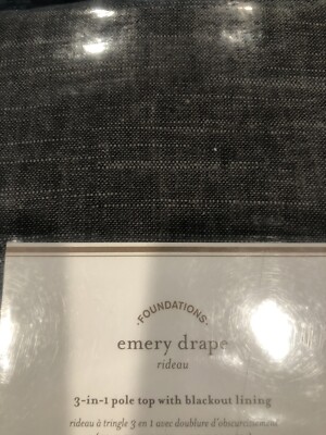 Set/2 Pottery Barn 50 X 96 Emery 3 In 1 Pole Top Drape Grey Gorgeous!!-image