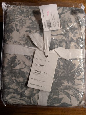 POTTERY BARN Sorrel Toile Duvet Cover-Full/Queen-Steel Blue-NWT-image