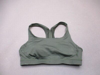 DIP Size L Womens Gray Lined Wireless Pull On Stretch Racer Back Sports Bra 5J-image
