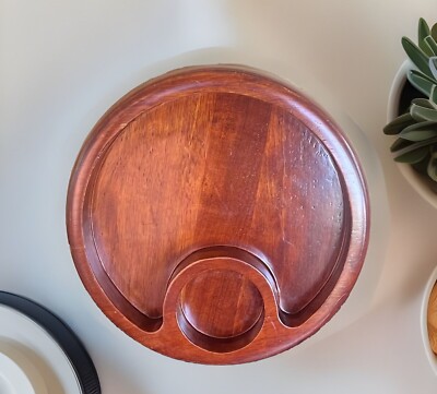 Vintage MCM chip & dip Teak Serving Tray Thai Wood “Good wood” Julie Pomerantz-image