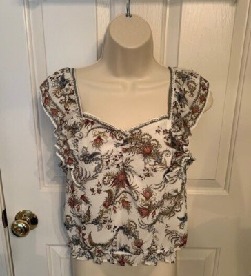Max Studio Cotton Floral Top w Ruffle Straps & Sweetheart Neckline Size S  ($88)-image