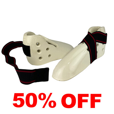 Off White Dipped Foam Sparring Kick Foot Protectors Karate Taekwondo MMA-image