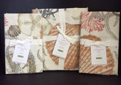 NEW RARE 3PC Pottery Barn MONTEREY COASTAL Queen Duvet 2 Standard Shams  SEALIFE-image