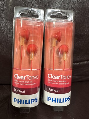 2 x Philips SHE 3010RD Earbuds-Earphones-Headphones Red-image