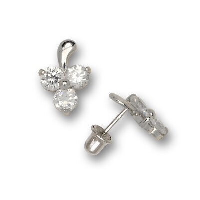 14K White Gold  Adorable Trio Shaped Beautiful earrings for Women-image