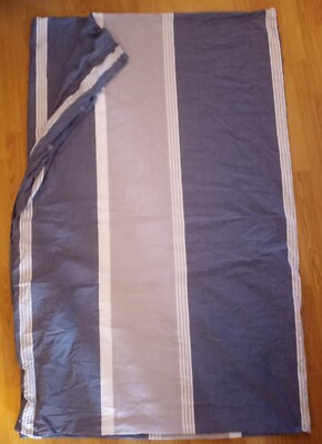 POTTERY BARN Teen Twin Beachstone Stripe Duvet Cover 100% Cotton Buttons Blue-image