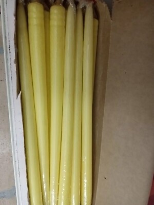 PARK LANE~ BOX OF 12 DIPPED TAPER CANDLES SCENTLESS Yellow  14.5