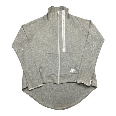 Nike Vintage Grey Zip-Up Training Sweatshirt with Dipped Hem-image