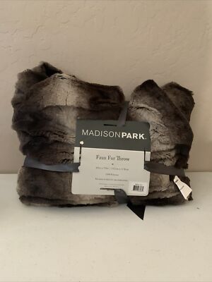 Madison Park Brown Faux Fur Throw 60 x 70 in-image
