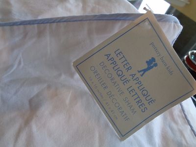 Pottery Barn Kids Letter Applique blue  pillow cover 16