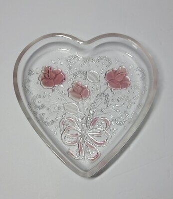 MIKASA Crystal Valentine Heart Shaped Glass Plate 6.5