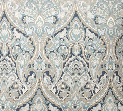 Pottery Barn Mackenna Floral Paisley Organic F/Q Duvet &1 Euro Sham, Blue Luxury-image