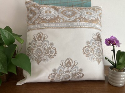 Pottery Barn Persian Mirza Block Print Indoor Outdoor Pillow & Insert-image