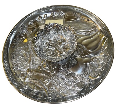 Large Lenox  Metal Serveware Veggie/Dip 18” Diameter Tray and Bowl NEW-image